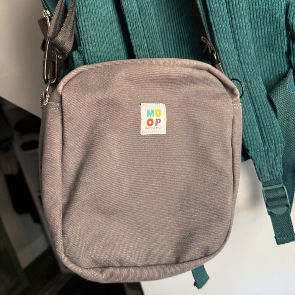 MOOP Shop gray canvas Crossbody Bag